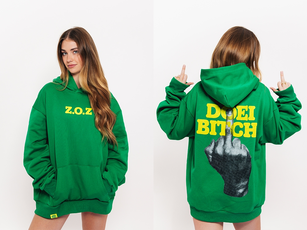 Oversized Hoodie 'Doei bitch!' Groen