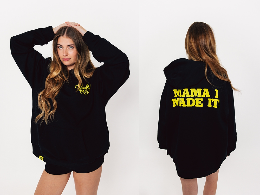 Oversized Hoodie 'Mama I made it' Zwart