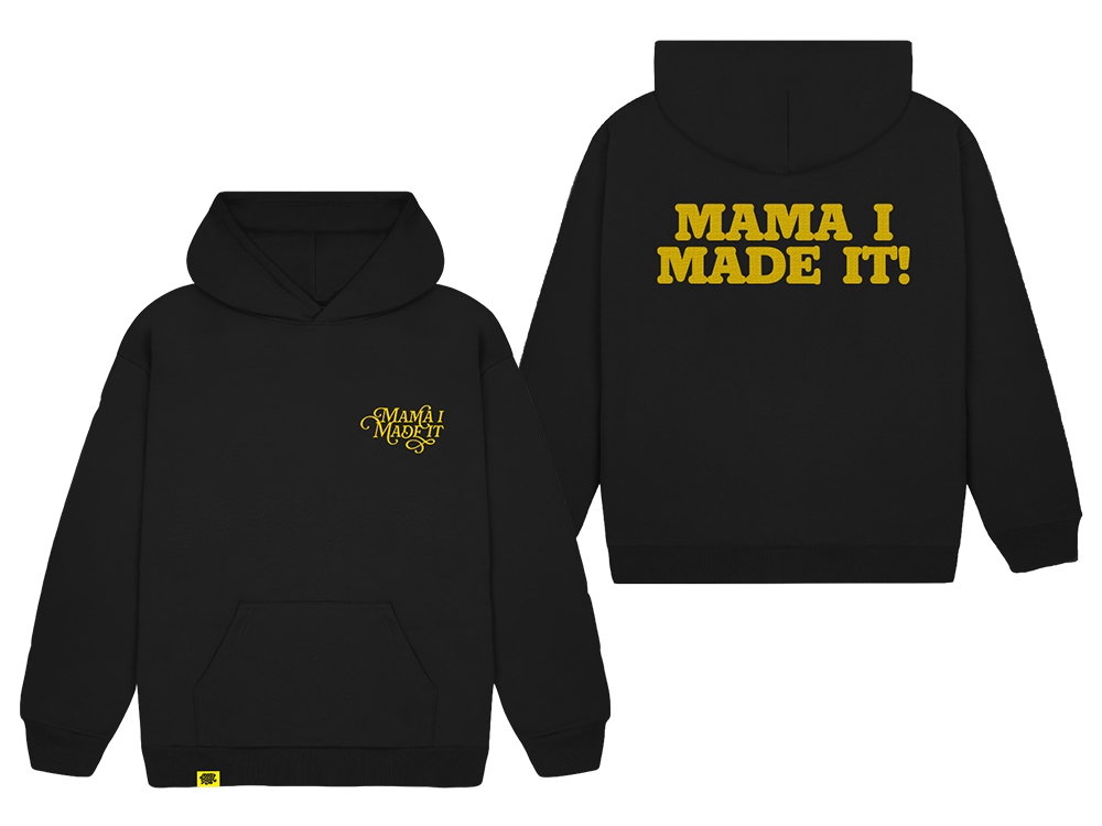 Oversized Hoodie 'Mama I made it' Zwart