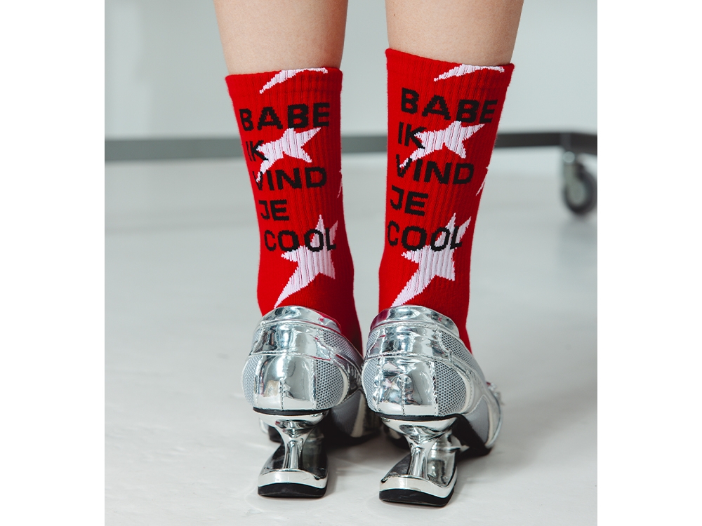Sokken 'babe ik vind je cool' Rood