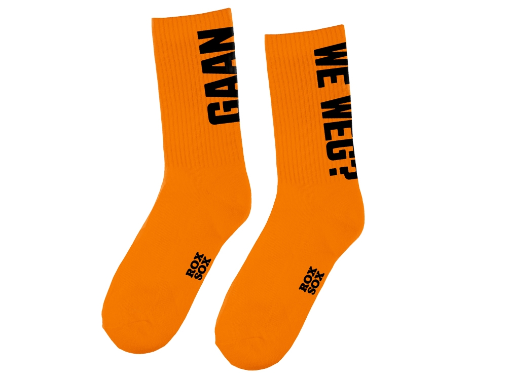 Sokken 'Gaan We Weg' Oranje/Zwart