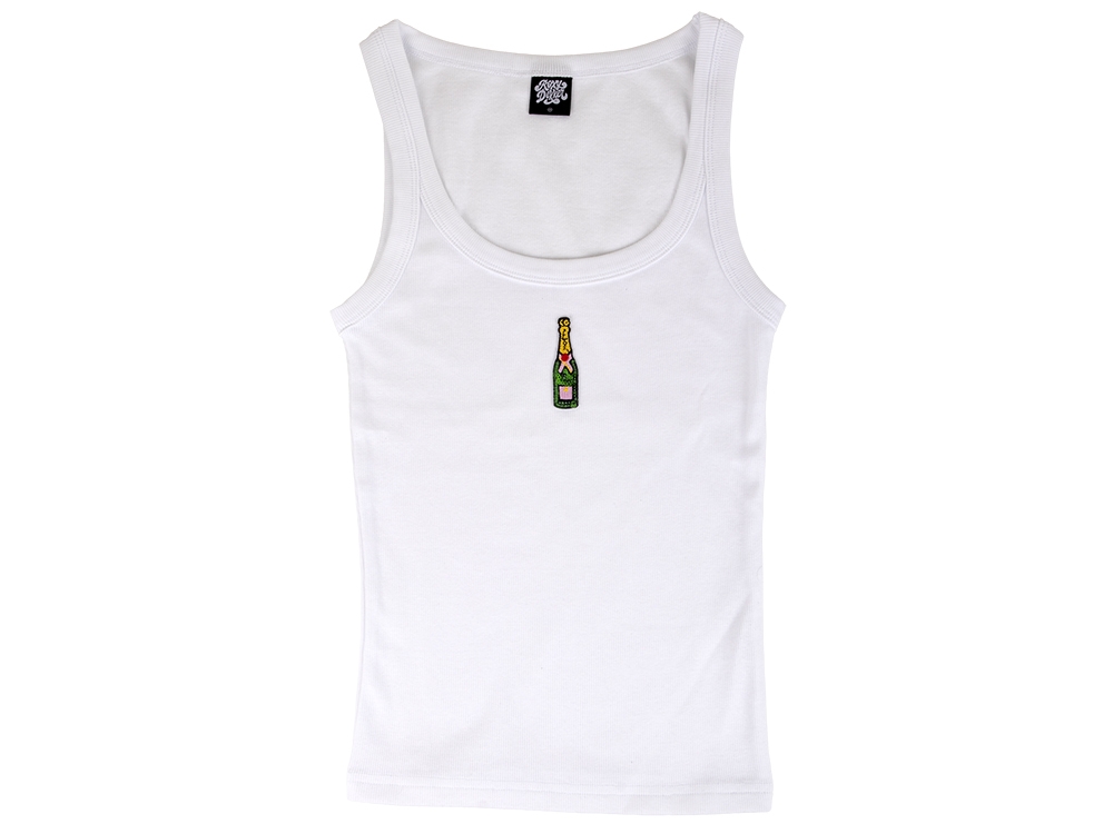 Top 'Zet die Moët in het ijs' Wit met pailletten patch