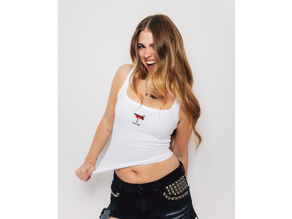 Top 'Anne Fleur Vakantie' Wit met pailletten patch